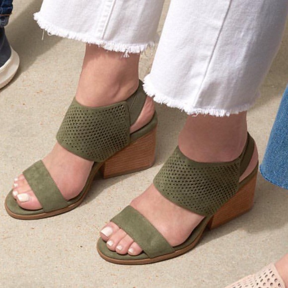 Dr. Scholl's Shoes - Olive Perforated Block Heel Ultra Comfort Sandal